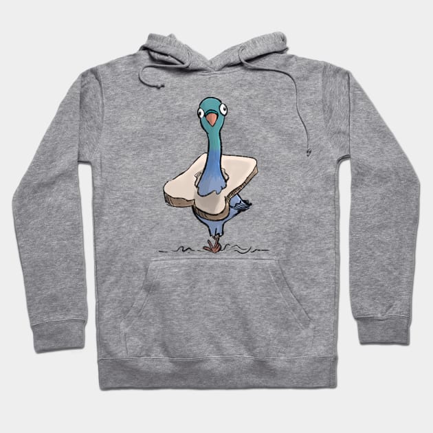 Pigeon with Bread Necklace Hoodie by Jason's Doodles